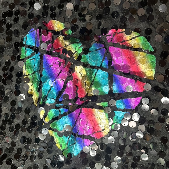 Esti Couture Black Rainbow Heart Sequins Tank Top Size Medium - Picture 2 of 4